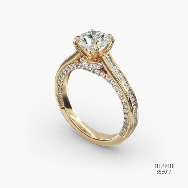 Golden Harmony Round Engagement Ring 556017