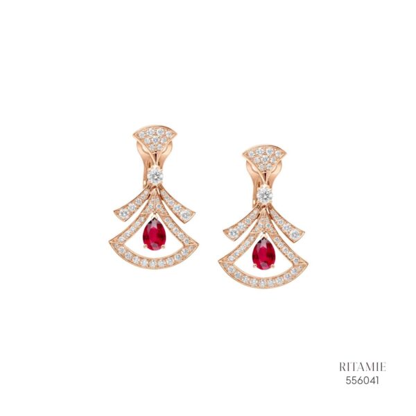 Ruby Fan Arc Diamond Earrings 556041