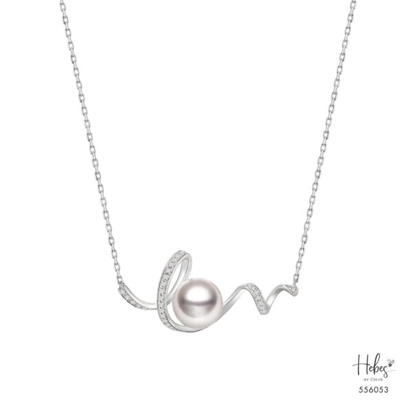 Ribbon Love Pearl Lab Diamond Necklace 556053