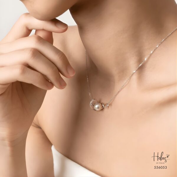 Alternative view of Ribbon Love Pearl Lab Diamond Necklace 556053