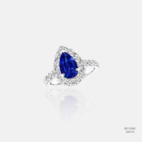 Vera Pear Sapphire Halo Lab-Grown Diamond Ring 555710