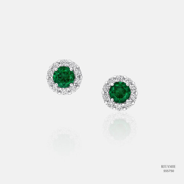 Emerald Halo Lab Grown Diamond Earrings 555750