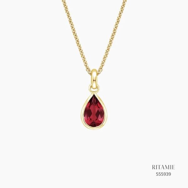 Teardrop Lab Ruby Pendant in 14K Yellow Gold 555939