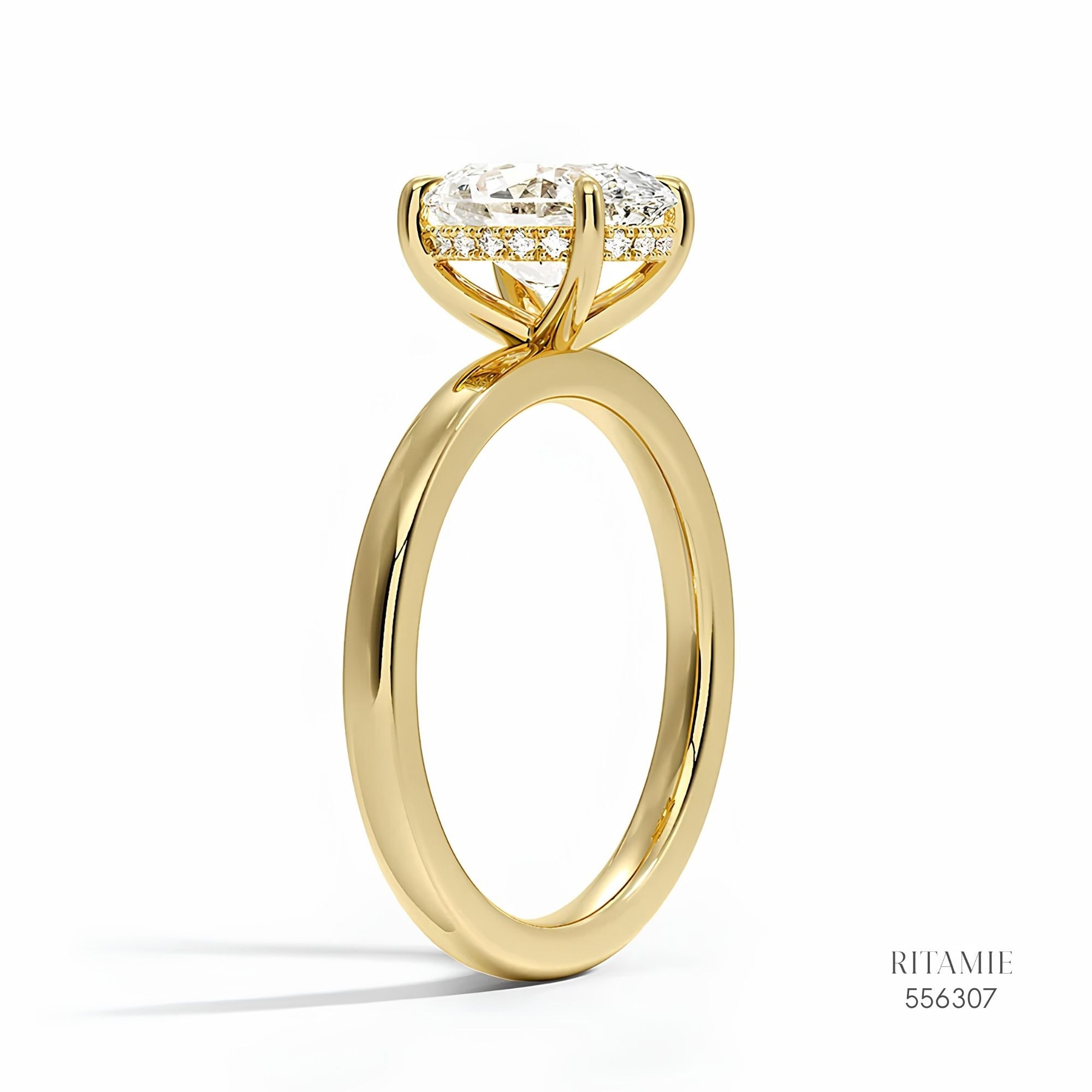 Oval Hidden Halo Solitaire Lab Diamond Ring556307