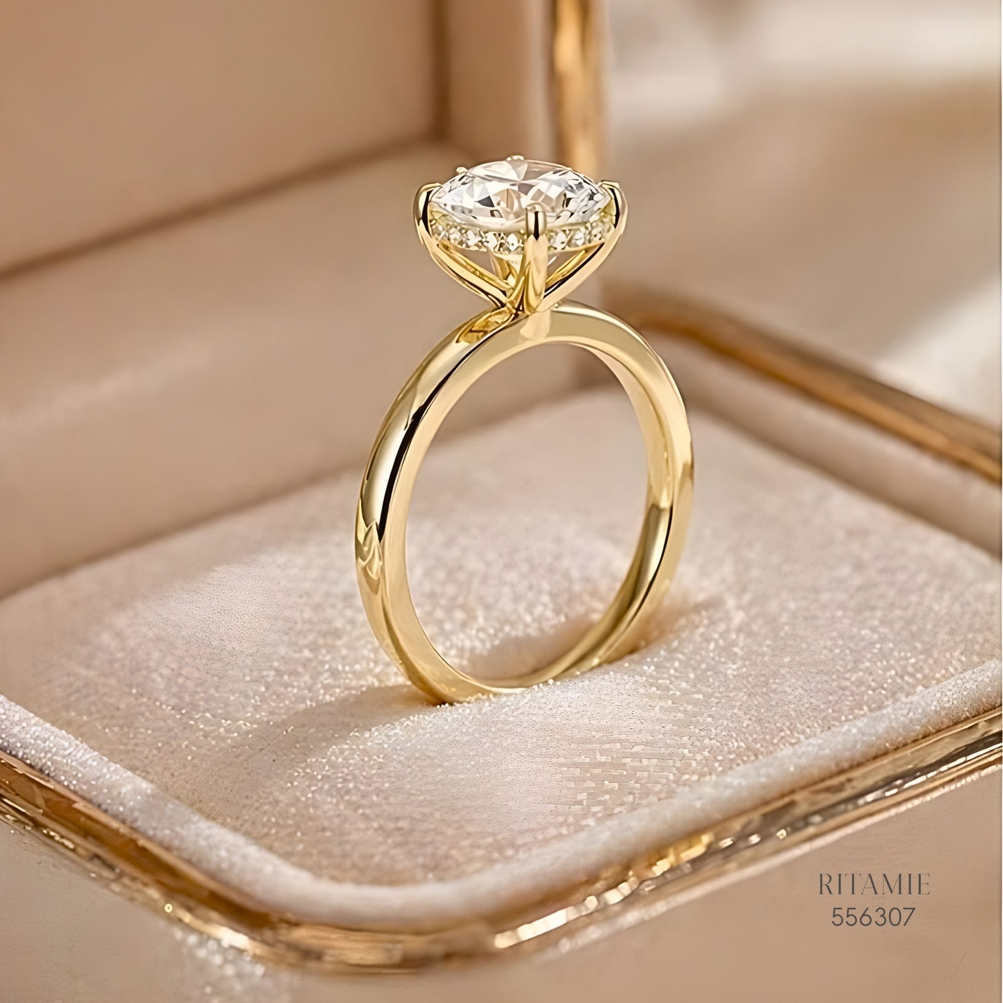 Oval Hidden Halo Solitaire Lab Diamond Ring556307