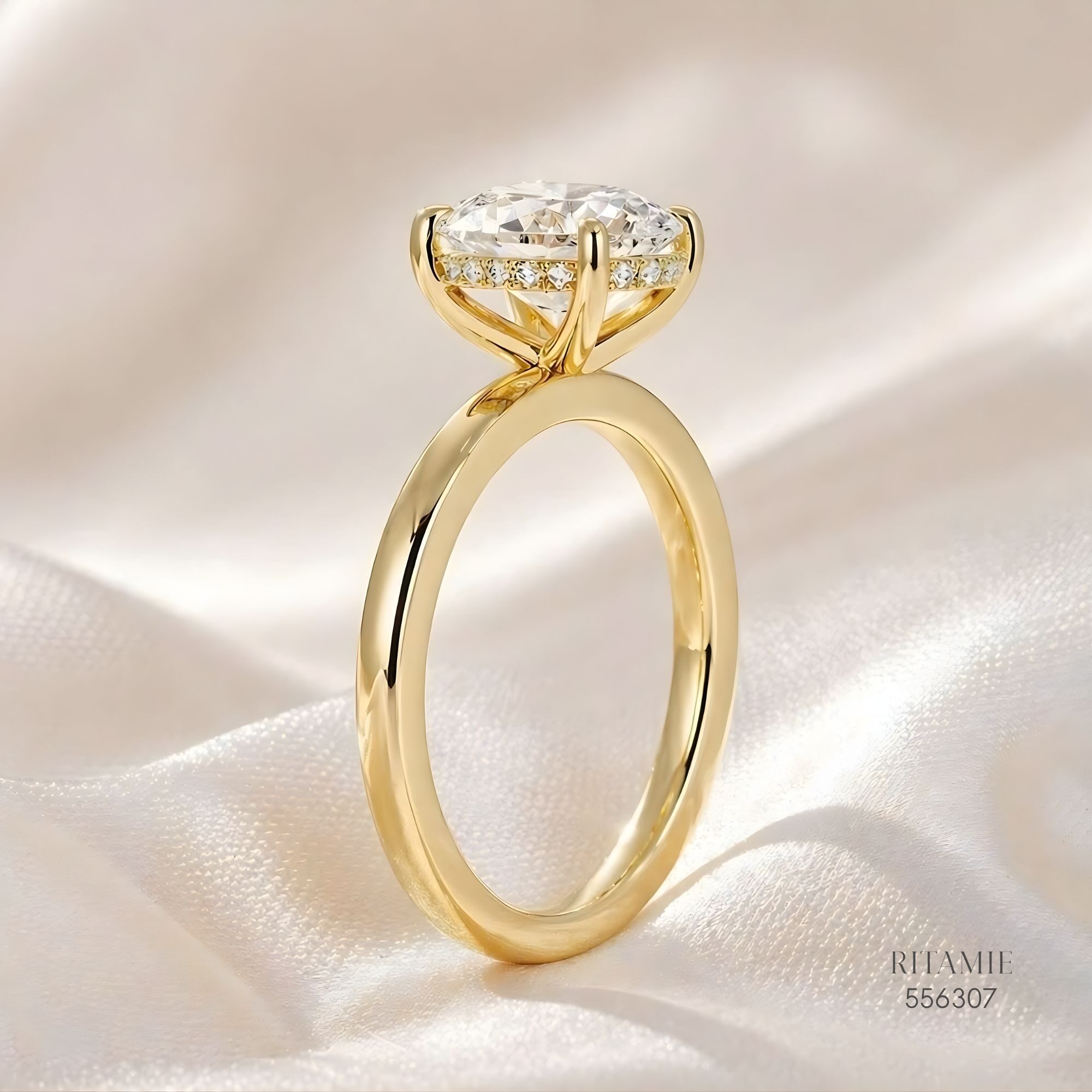 Oval Hidden Halo Solitaire Lab Diamond Ring556307