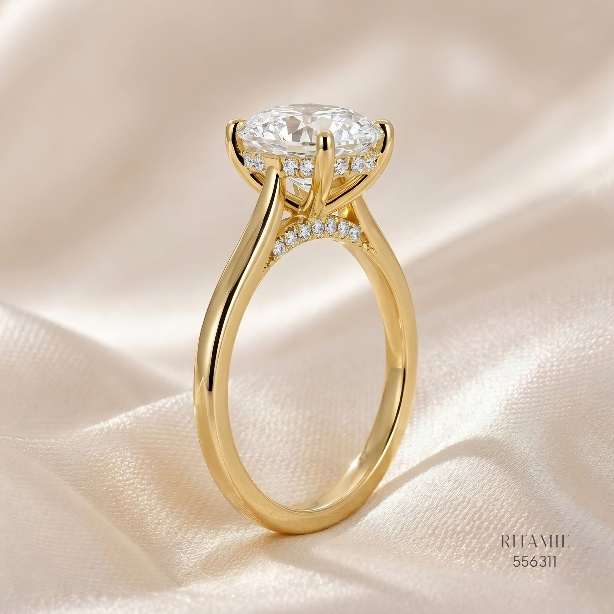 Oval Hidden Halo Solitaire Ring 556311