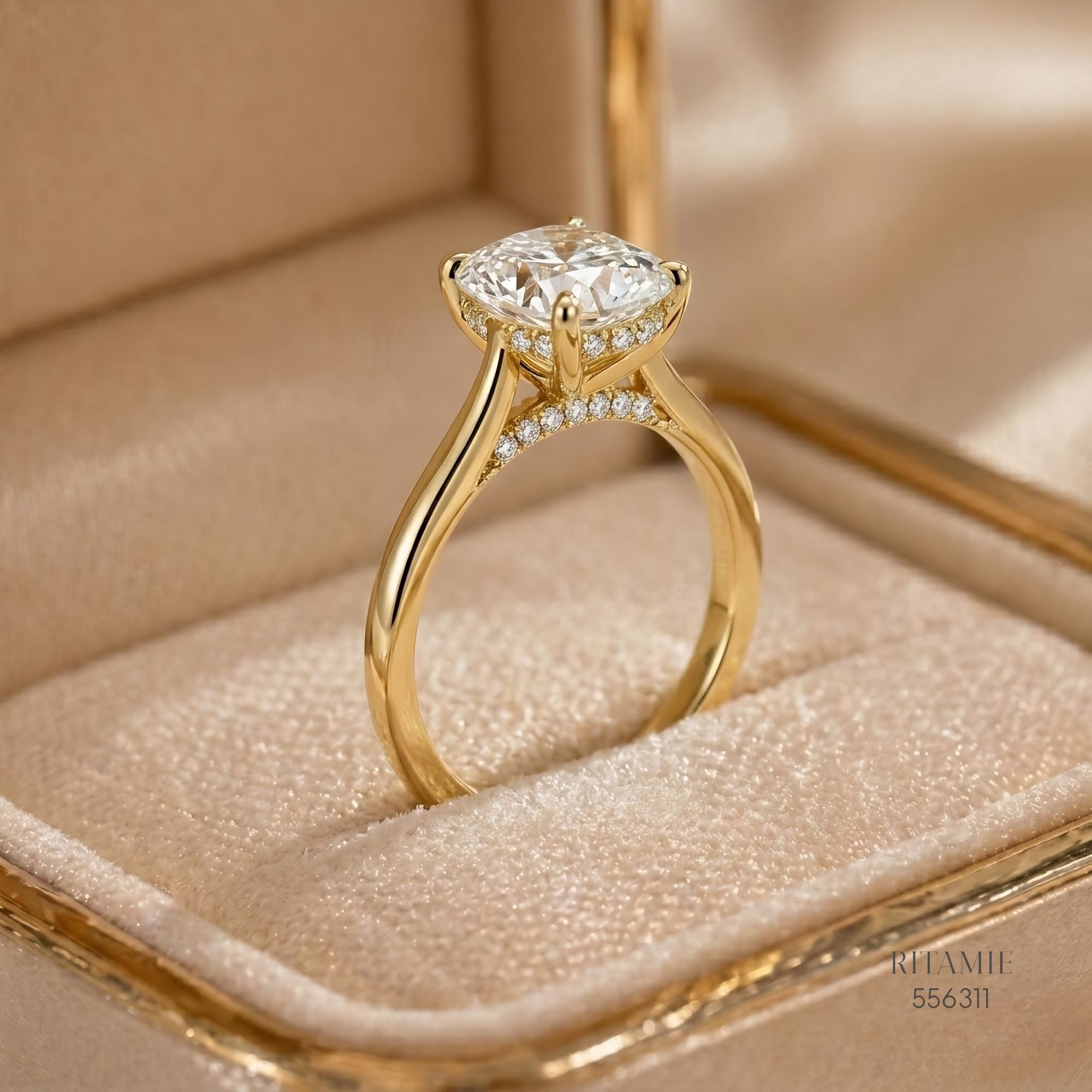 Oval Hidden Halo Solitaire Ring 556311