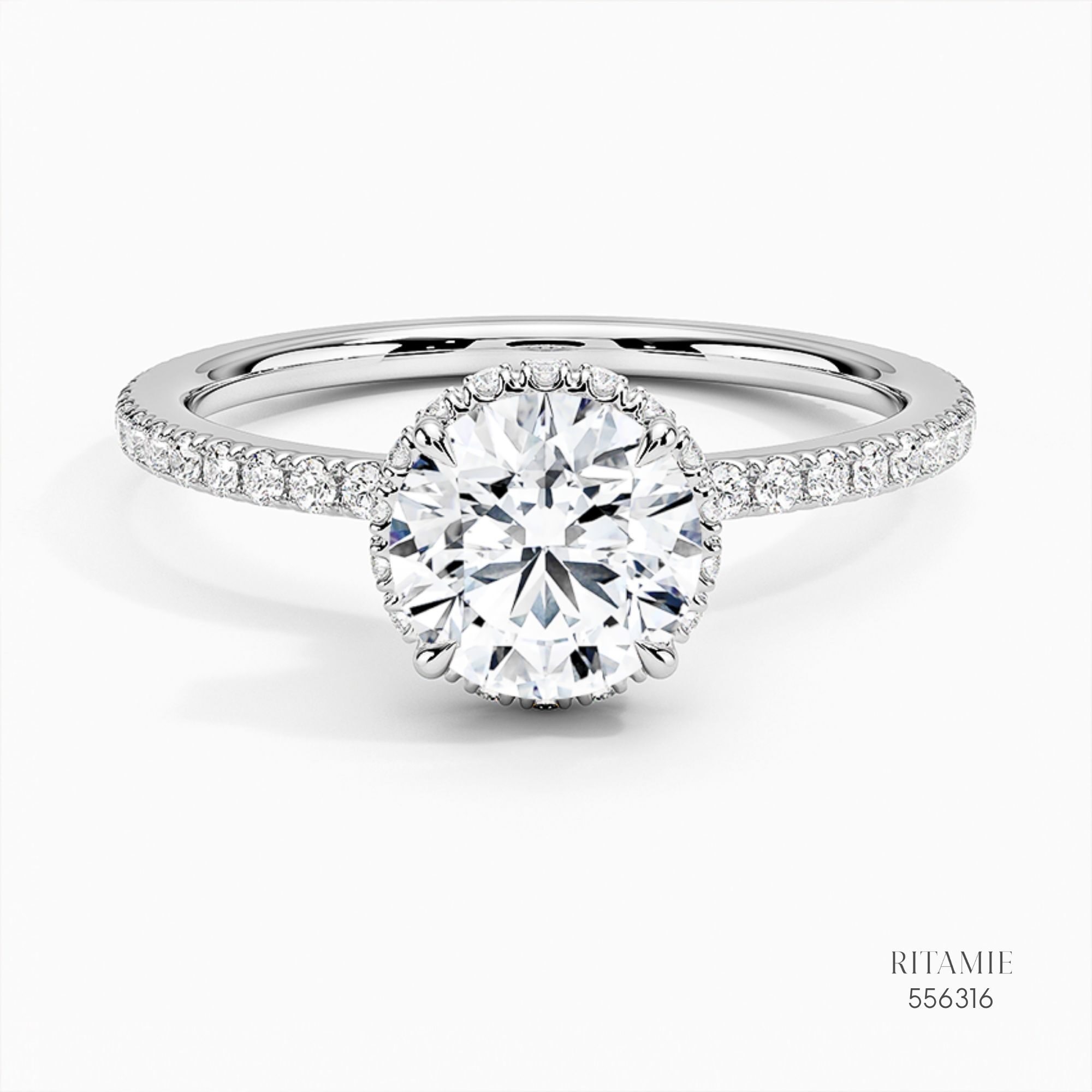 Round Brilliant Pave Hidden Halo Ring 556316