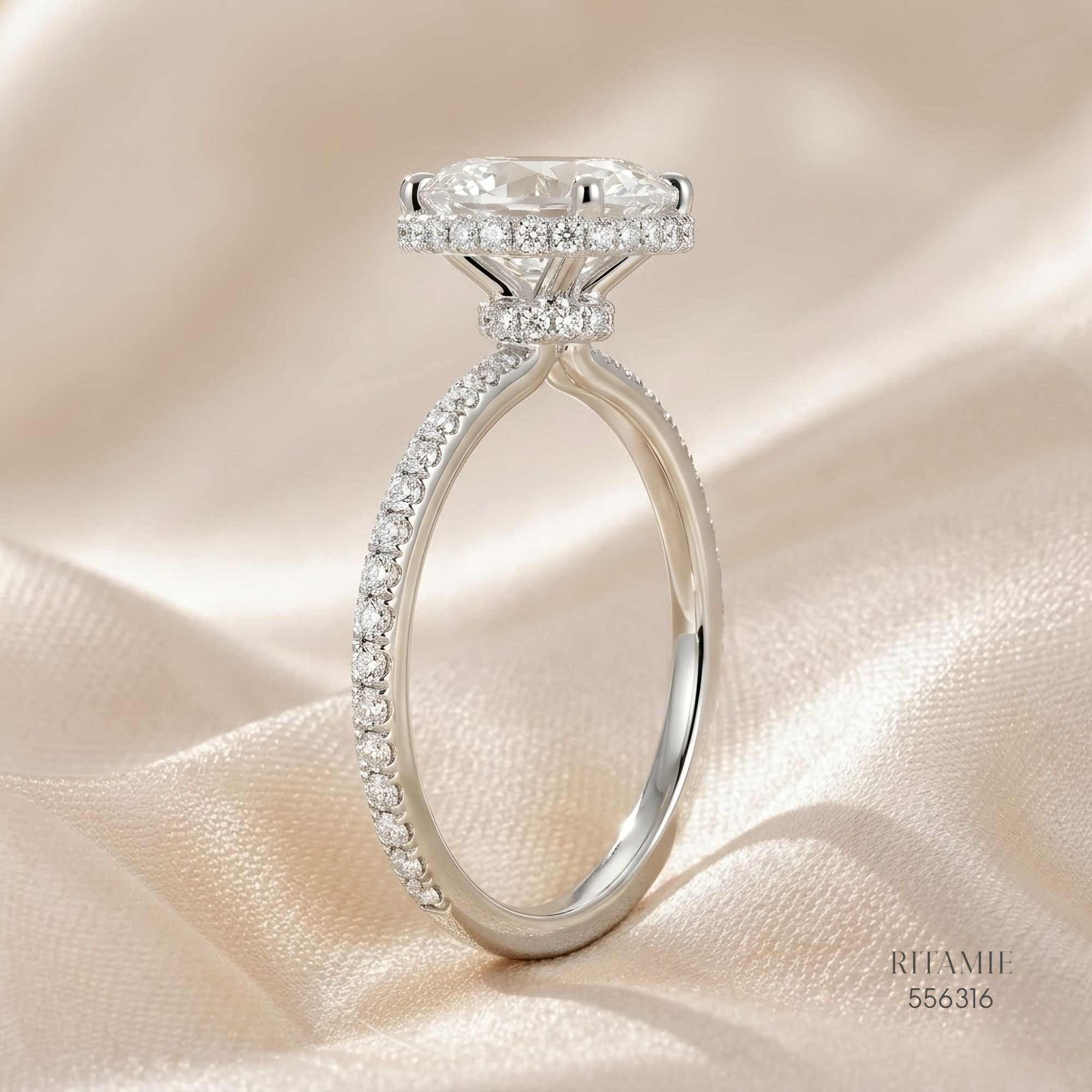 Round Brilliant Pave Hidden Halo Ring 556316