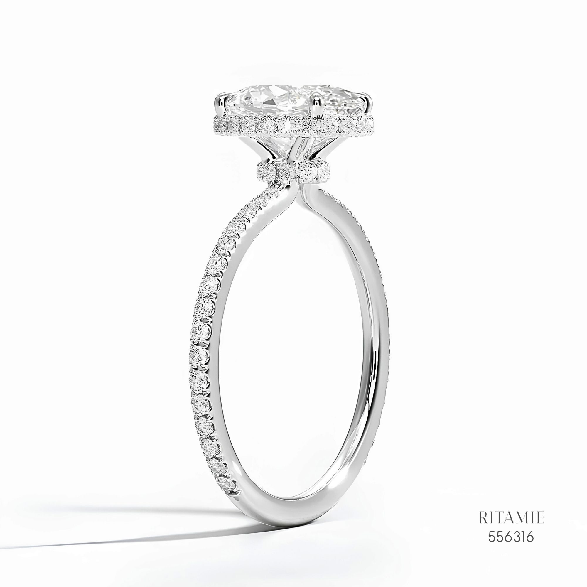 Round Brilliant Pave Hidden Halo Ring 556316