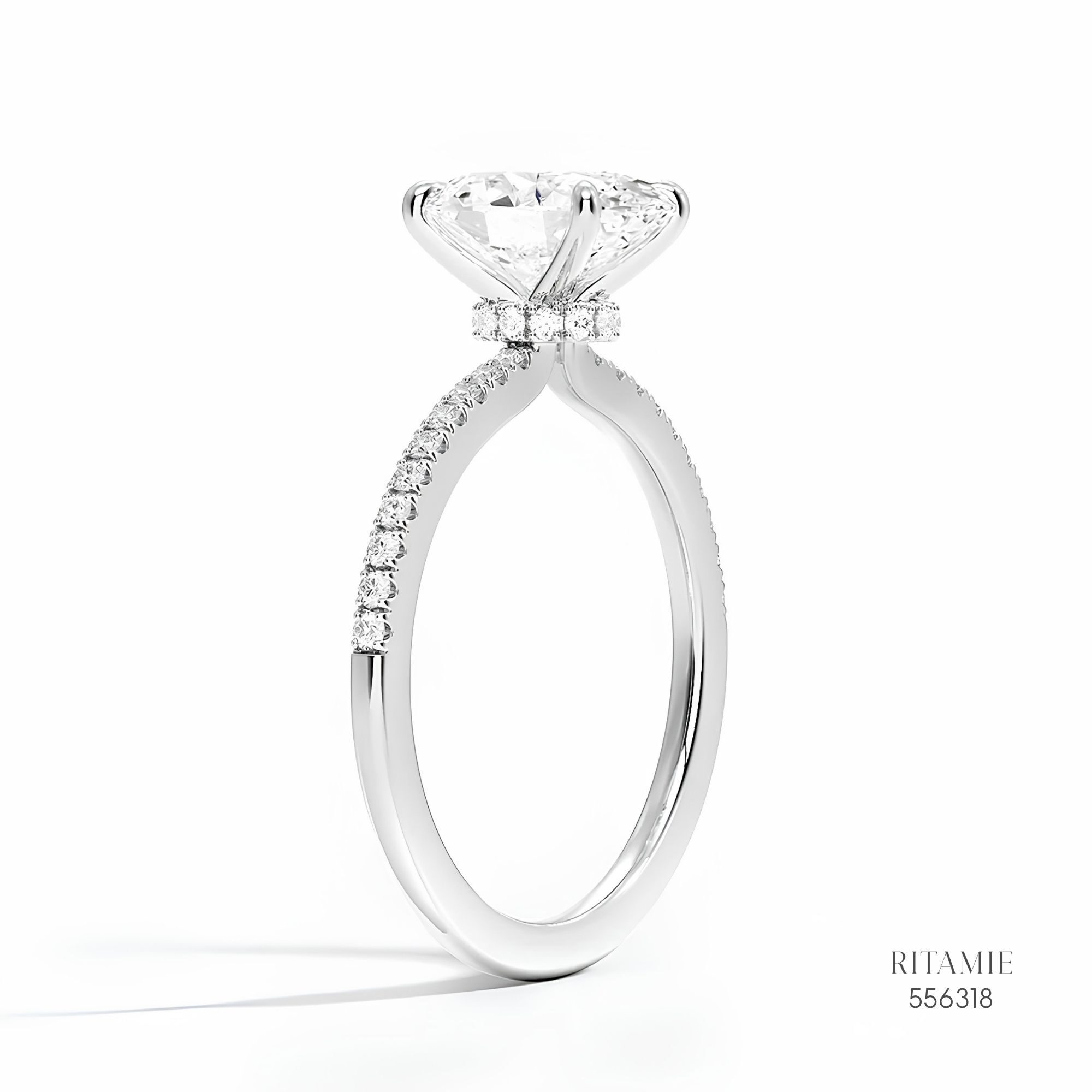 Round Brilliant Pave Hidden Halo Lab-Grown Diamond Ring 556318