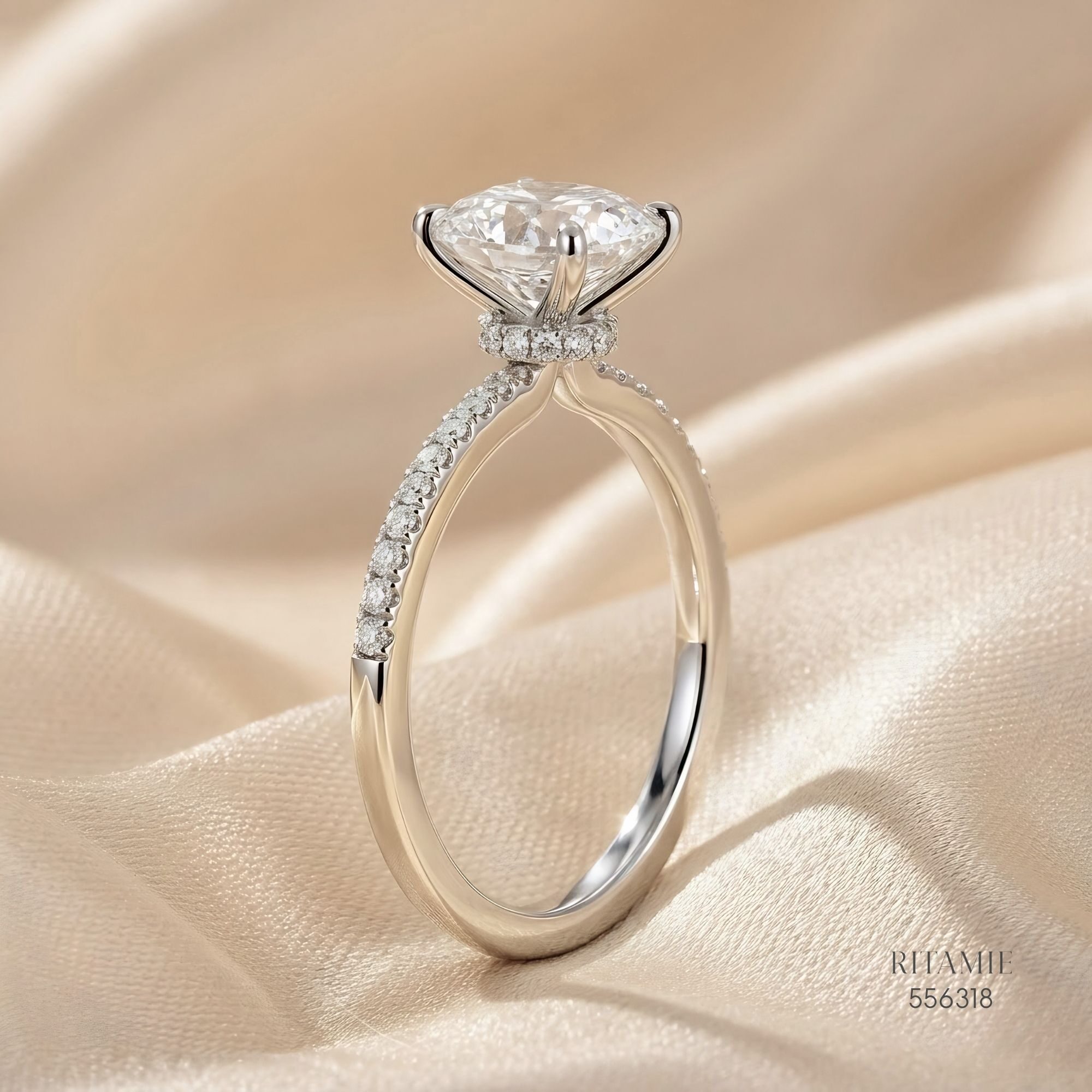 Round Brilliant Pave Hidden Halo Lab-Grown Diamond Ring 556318